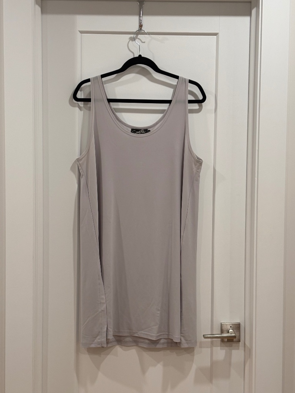 Sympli Matte Jersey Go To Tunic Tank Top Split Hem Light Gray
